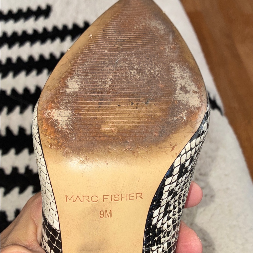 Marc Fisher Black and Cream Snakeskin Heels - Picture 8 of 8